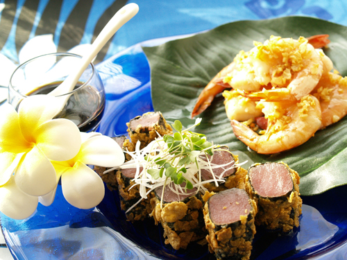 フライドアヒ（まぐろの天ぷら）&ガーリックシュリンプ